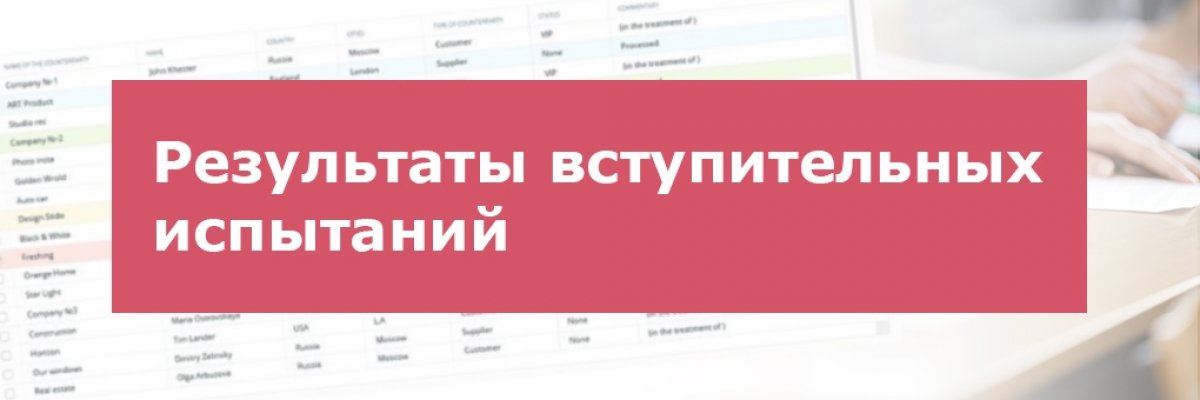 Результаты вступительных испытаний