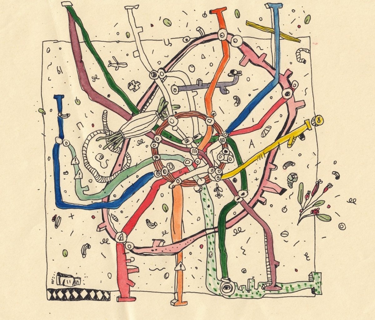 Неординарный и креативный подход к иллюстрации схемы метрополитена от Елизаветы Вайгульт, 1 курс, профиль «Иллюстрация и анимация». Преподаватель Михаил Соркин. Неординарный и креативный подход к иллюстрации схемы метрополитена от Елизаветы Вайгульт, 1 курс, профиль «Иллюстрация и анимация». Преподаватель Михаил Соркин.