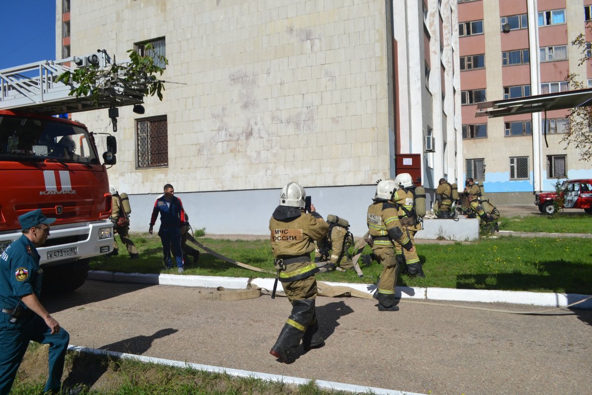 В КГМТУ 19 сентября прошли плановые Пожарно-тактические учения по тушению условного