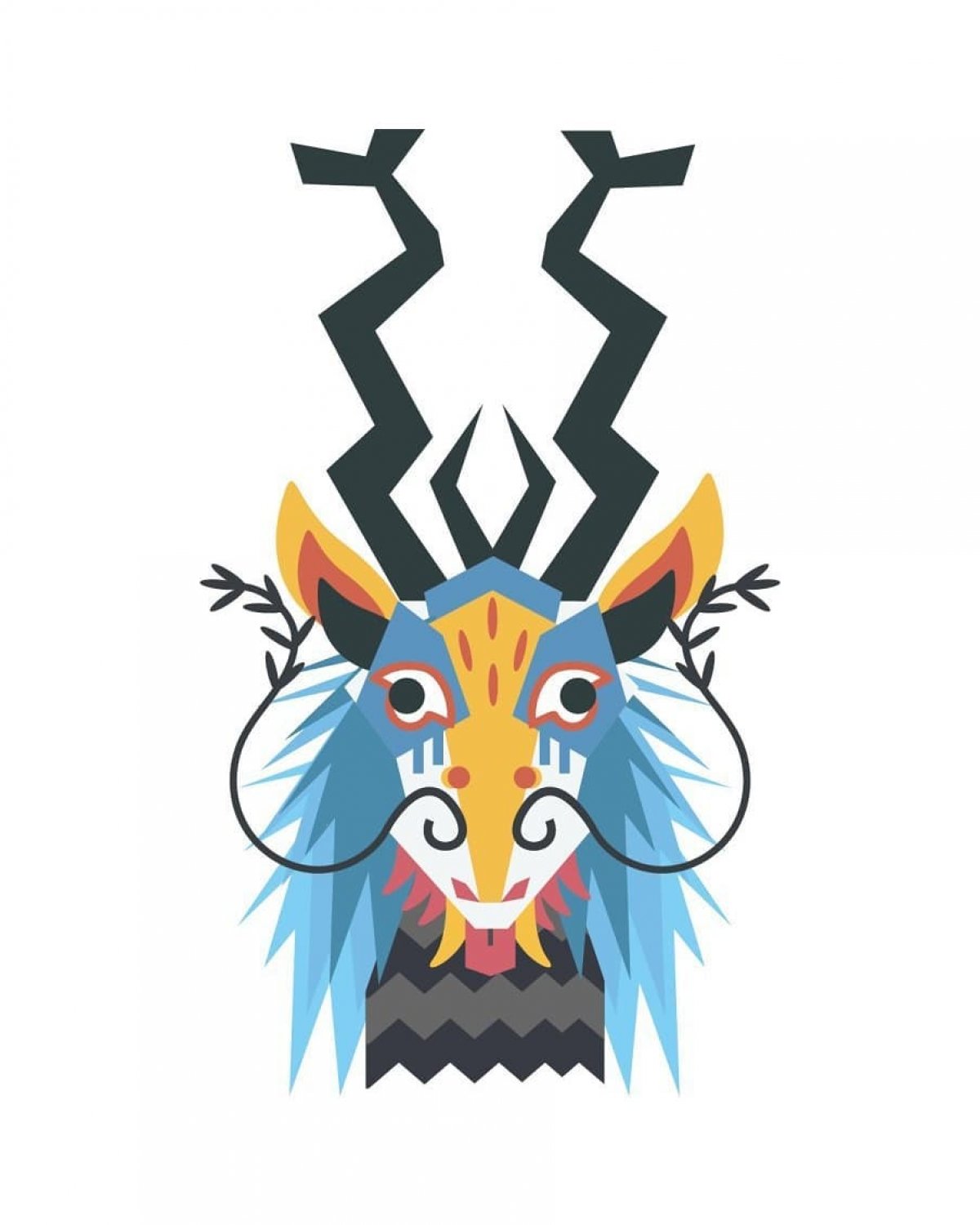 Африканские маски, работа Яна Башарина yookond., 2 курс, профиль «Цифровой дизайн».