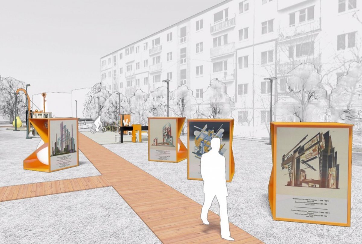 Дипломный проект организации предметно-пространственной среды пешеходных маршрутов по архитектурным памятникам эпохи авангарда в Тверском районе от студентки кафедры Архитектурной среды и дизайна – Юлии Морозовой, руководитель – Наталья Дембич