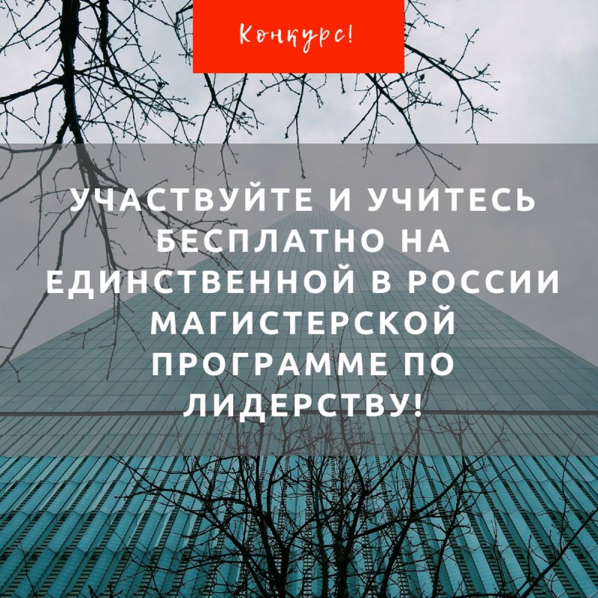 Приглашаем принять участие в конкурсе на ❗ бесплатное обучение на первой в России магистерской программе «Лидерство в управлении гражданскими и общественными инициативами»!