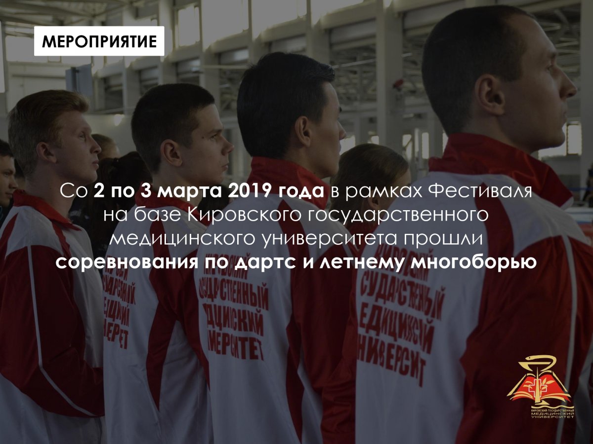 Впервые Кировский ГМУ принимает 2 этап Фестиваля спорта по летнему многоборью. Торжественное открытие состоялось 2 марта в новом