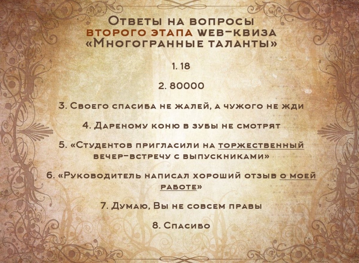 Научная библиотека ПИМУ опубликовала ответы 2-го этапа Web-квиза «Многогранные таланты».