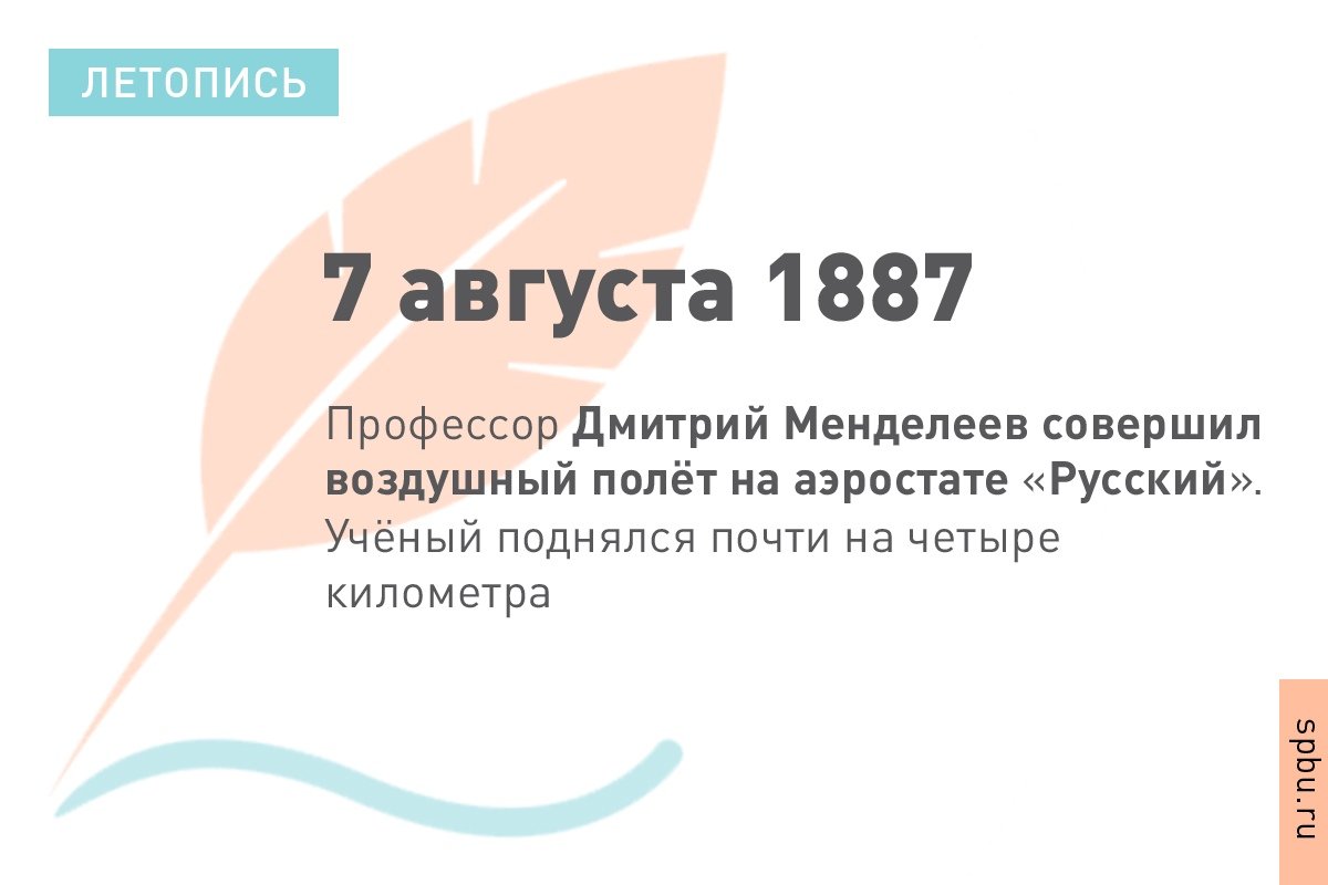 Дмитрий Иванович не только создал периодическую систему элементов, но и стал пионером российского воздухоплавания
