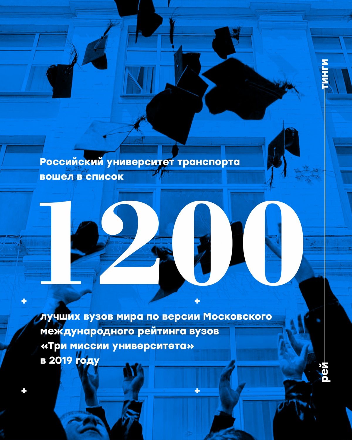 Российский университет транспорта (МИИТ) вошел в список 1200 лучших вузов мира по версии Московского международного рейтинга вузов «Три миссии университета» в 2019 году