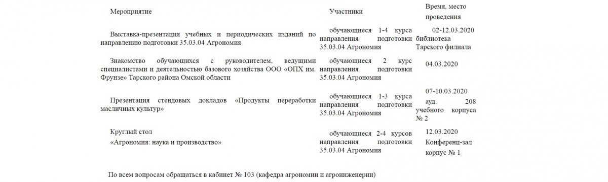 ДЕКАДА НАПРАВЛЕНИЯ ПОДГОТОВКИ 35.03.04 АГРОНОМИЯ