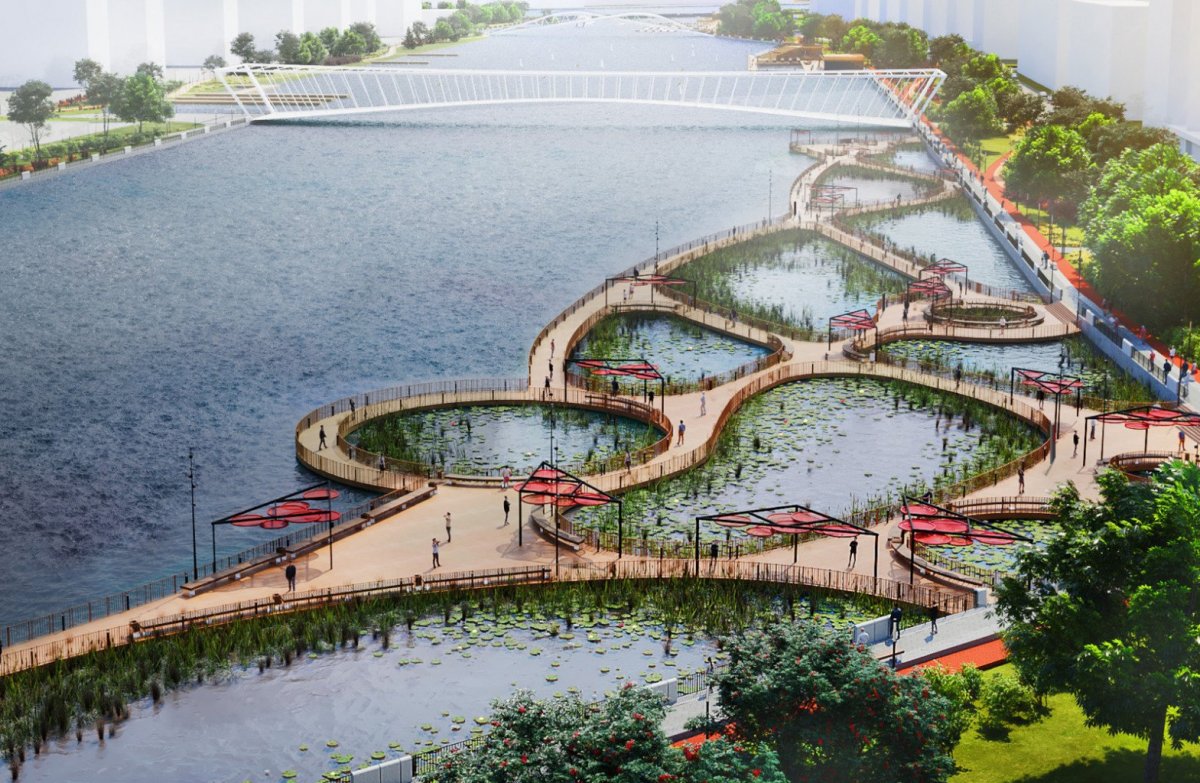 Каким будет новый парк Москвы на набережной ЗИЛа с водным садом