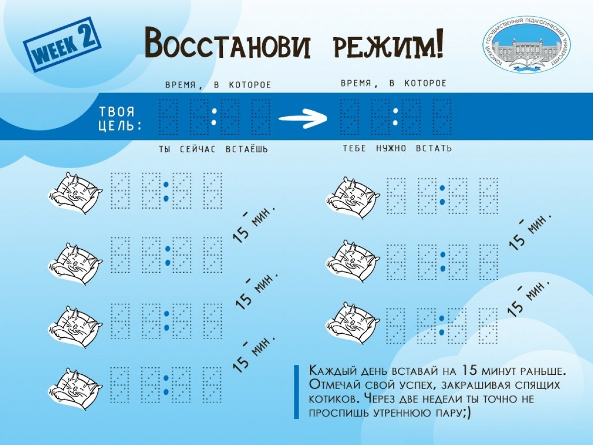 Заводи будильник и не отвлекайся на спящего котика ⏰