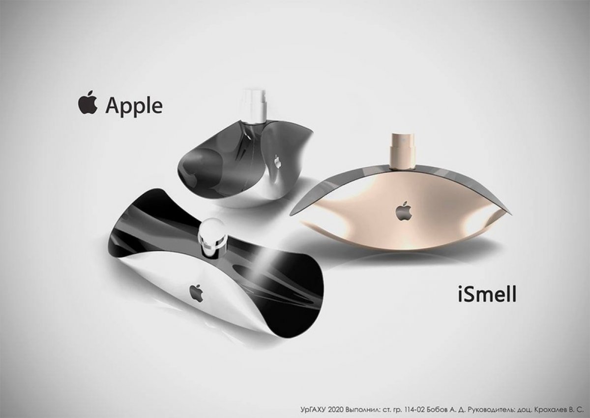 Проекты магистрантов 1 курса кафедры индустриального дизайна в стилистике Apple. Руководитель В.С.Крохалев. 2020 год