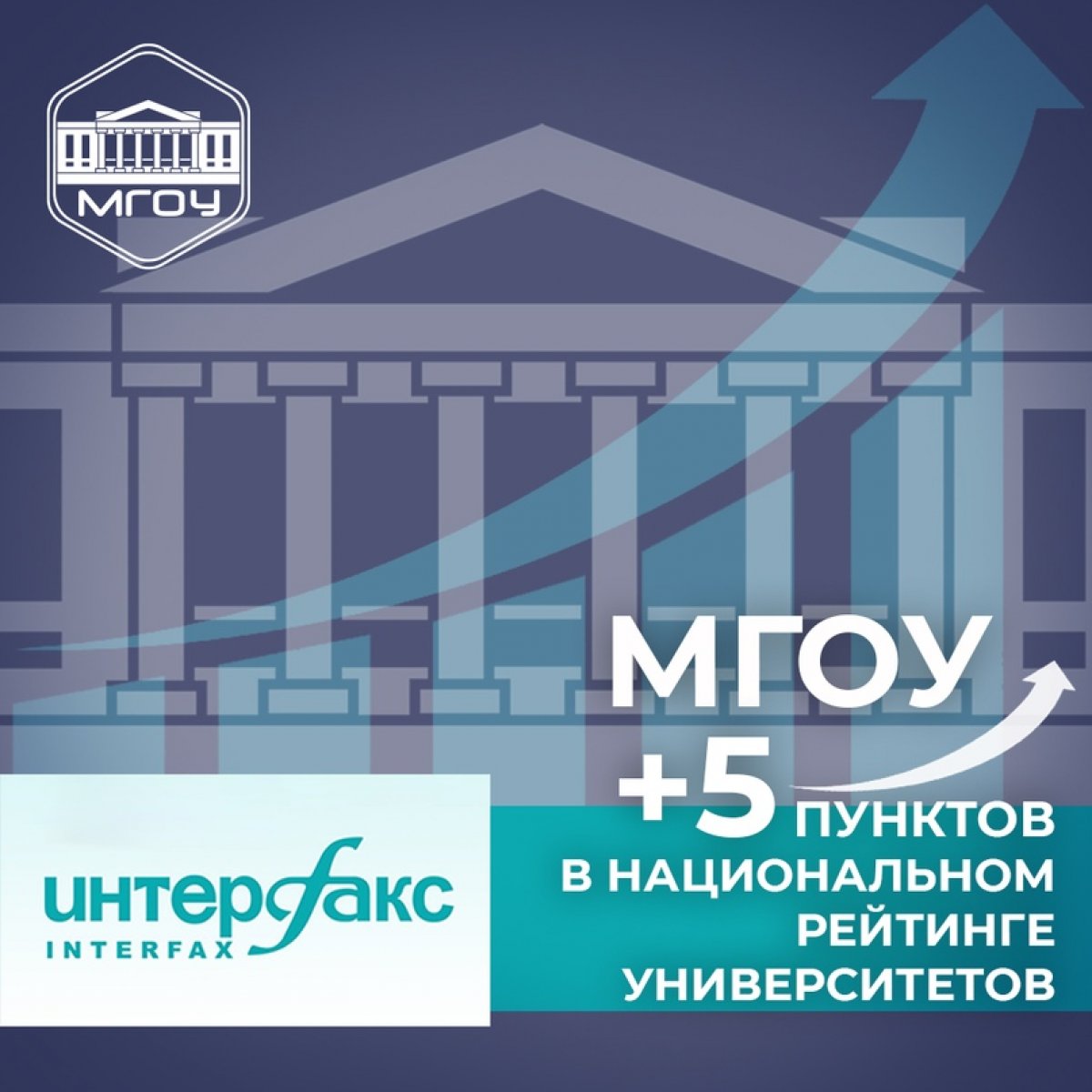 Московский государственный областной университет поднялся на 5 пунктов в XI Национальном рейтинге университетов (НРУ), представленном 30 июля Международной информационной Группой «Интерфакс». ⠀