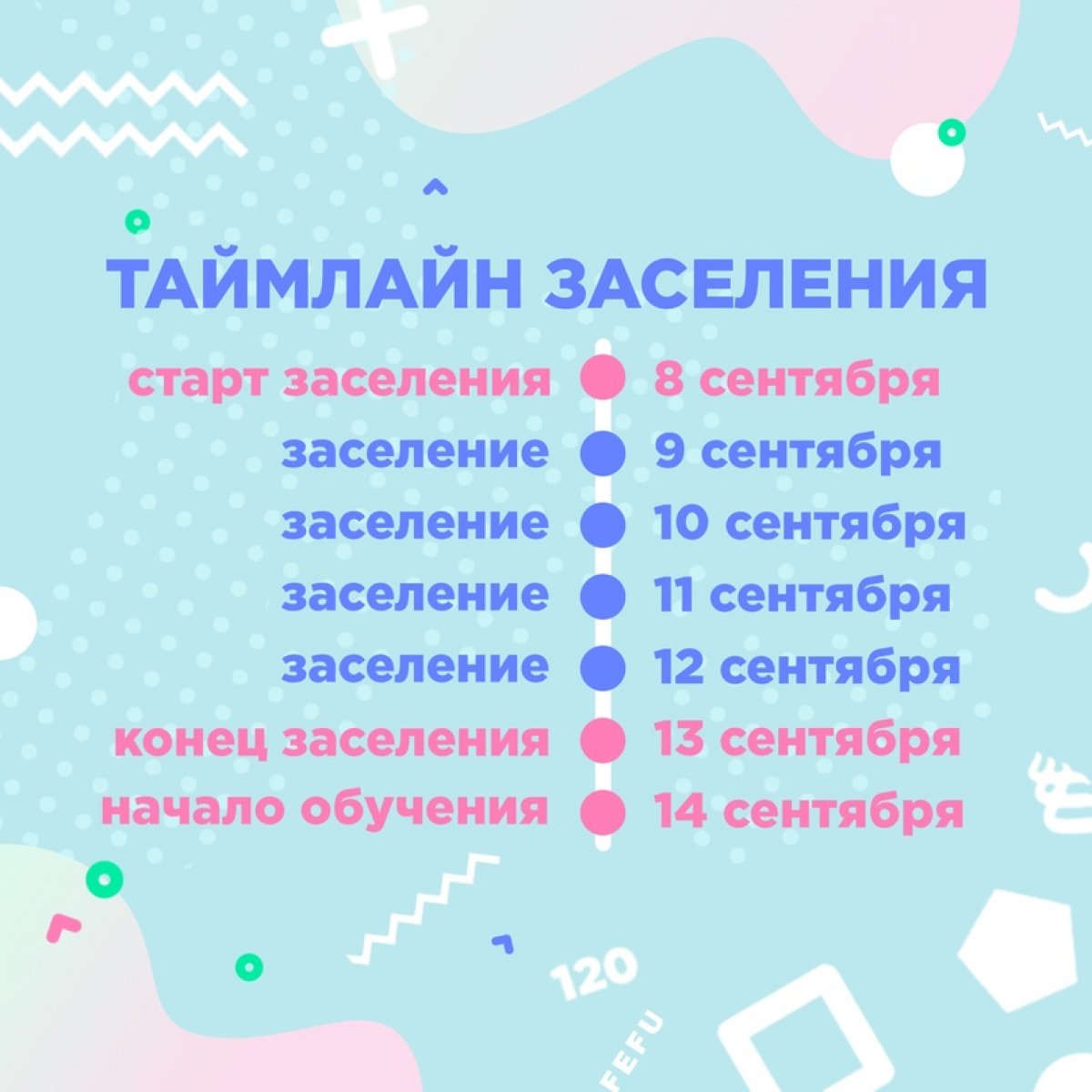 ⚡ Друзья, мы начнем заселение иногородних студентов в кампус ДВФУ с 8 сентября и закончим 13 сентября.