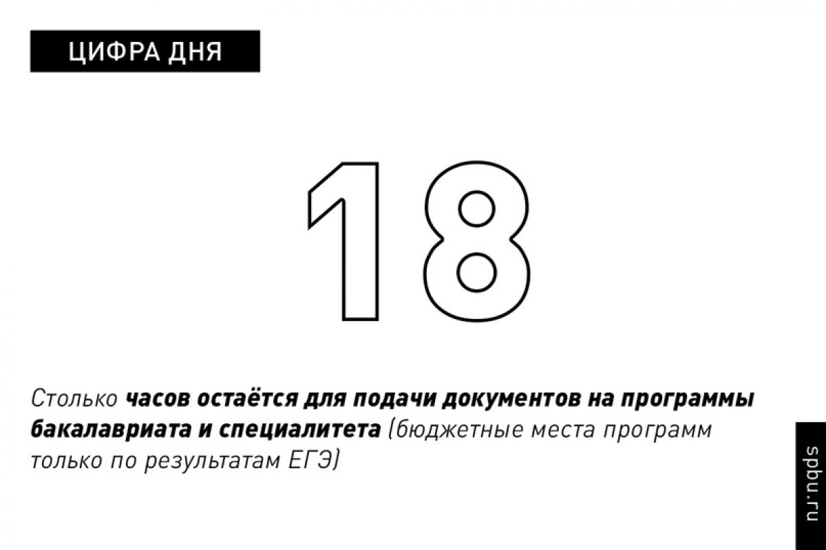 Сегодня — последний день приёма документов у абитуриентов программ бакалавриата и специалитета, поступающих на бюджет только по результатам ЕГЭ: https://vk.cc/aypwtj Сегодня — последний день приёма документов у абитуриентов программ бакалавриата и специалитета, поступающих на бюджет только по результатам ЕГЭ: https://vk.cc/aypwtj