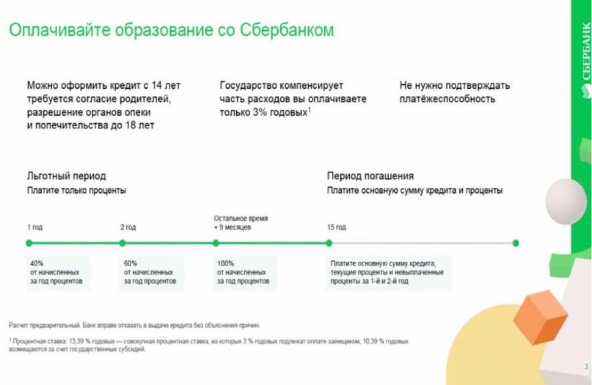 СТАВКА ПО ОБРАЗОВАТЕЛЬНЫМ КРЕДИТАМ СНИЖЕНА ДО 3%