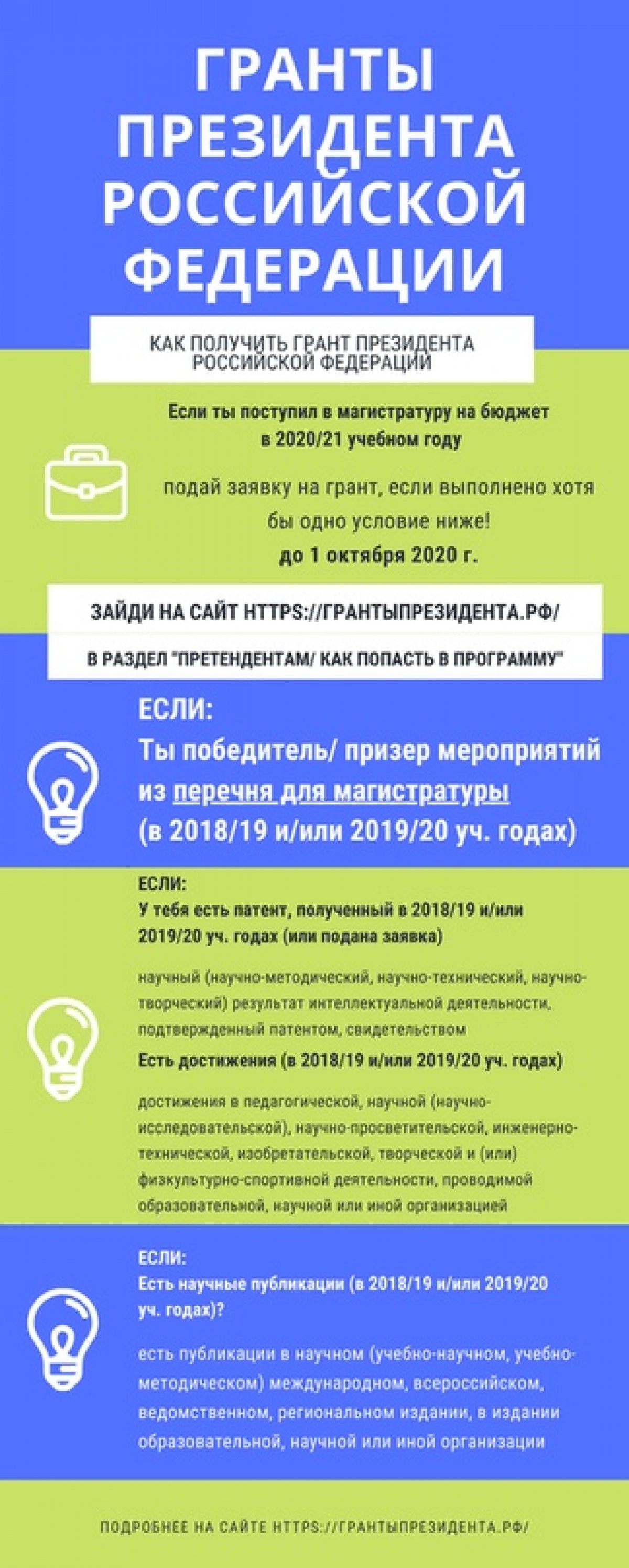 💥Доброе утро! Напоминаем, что сейчас идет приём заявок на гранты Президента от магистрантов. Читайте инфу 👇🏻 и, если понимаете, что это ваш шанс, то скорее подавайте заявку, времени осталось совсем немного!