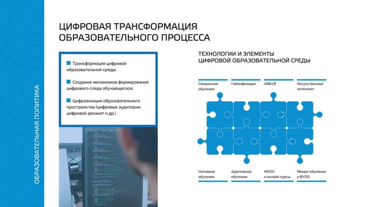 📝Разместить на четырех слайдах информацию об одном из самых емких блоков Стратегии развития университета 2030, посвященном образовательной политике, оказалось непростой задачей.