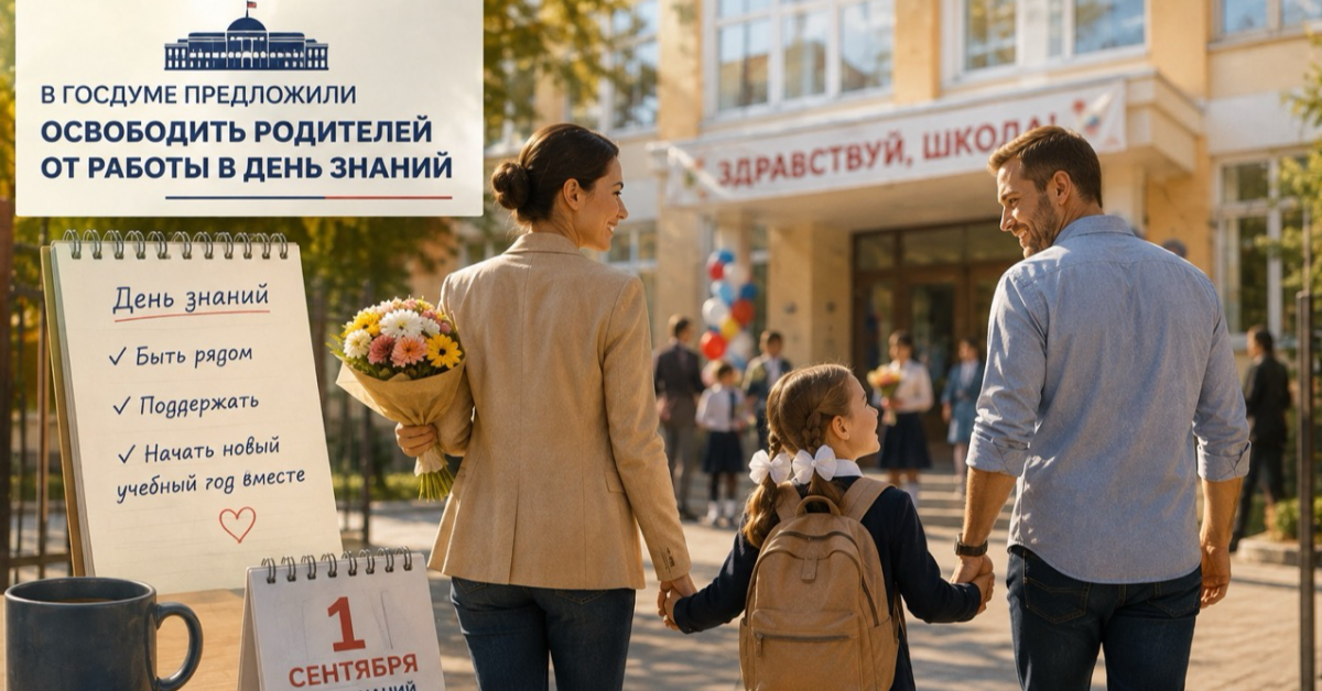 В Госдуме предложили сделать 1 сентября выходным днём для родителей школьников В Госдуме предложили сделать 1 сентября выходным днём для родителей школьников